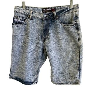 Ecko Unltd Shorts Mens Size 34 Blue Denim Casual Jeans Rhino Embroidered Pocket
